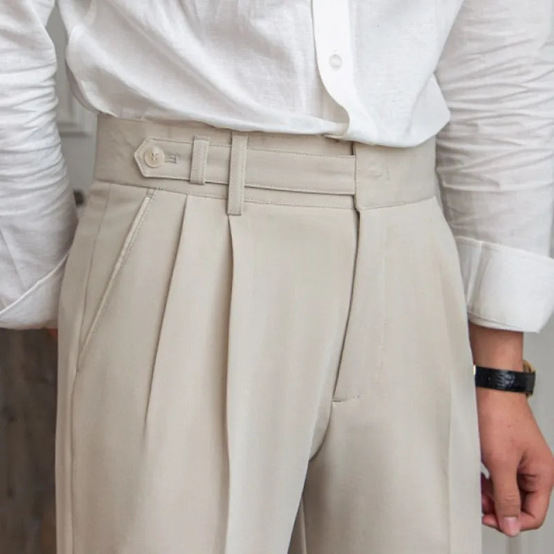 Mid-High Waist Straight Cropped British Pants - Di Supremo