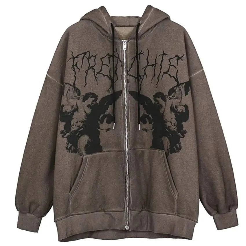 Angel Print Hooded Jacket - Di Supremo