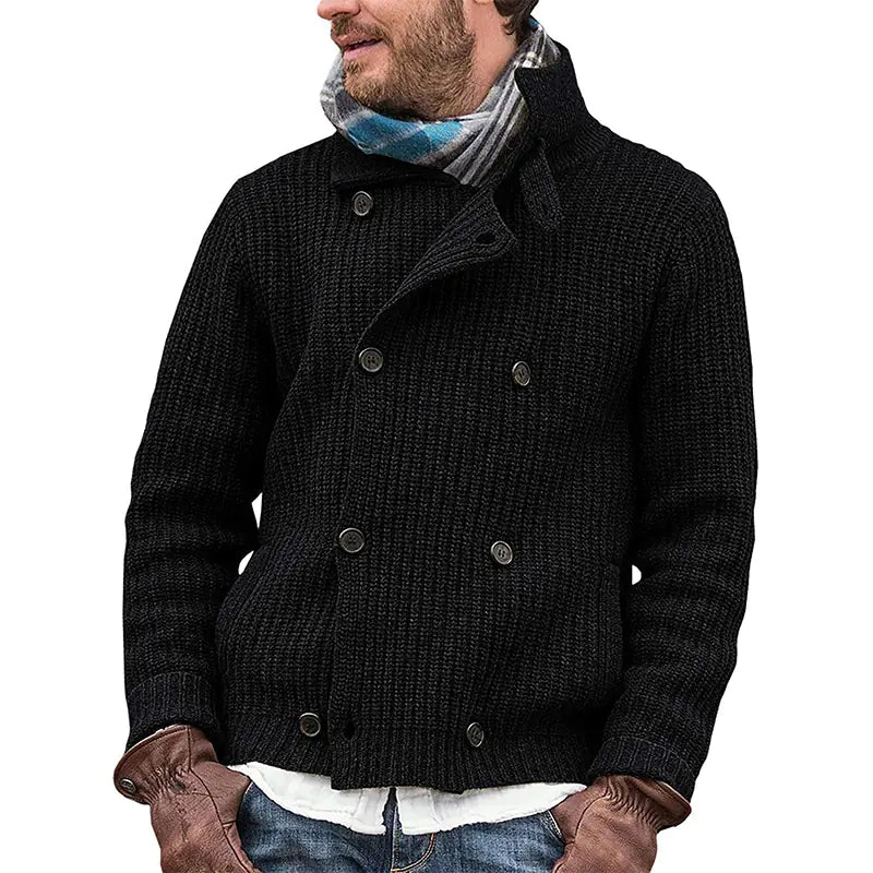 Multicolor Knitted Double-breasted Sweater Coat - Di Supremo