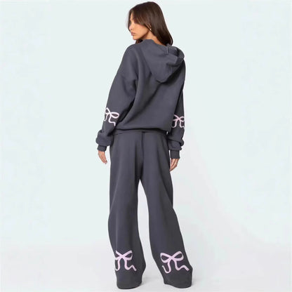 Women's Outdoor Sports And Casual Loose Bow Printed Sweater - Di Supremo