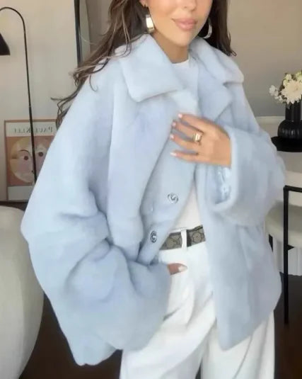 Women's Loose Lapel Furry Coat - Di Supremo