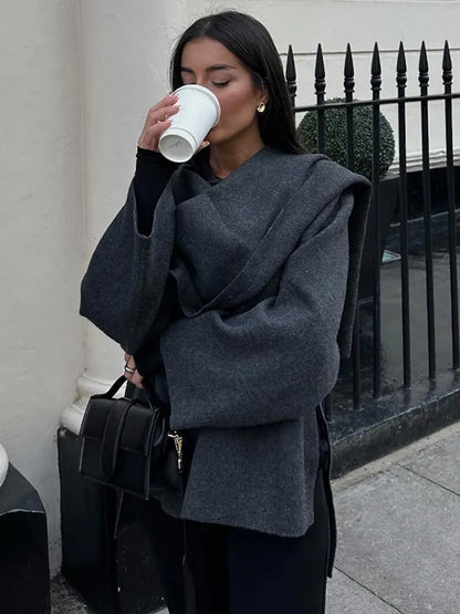 Elegant Knitted Cape Coat - Di Supremo
