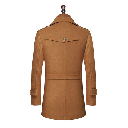 Men's Double Collar Woolen Coat - Di Supremo
