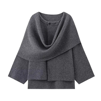 Women's Loose Casual Cape Knitted Sweater Coat - Di Supremo