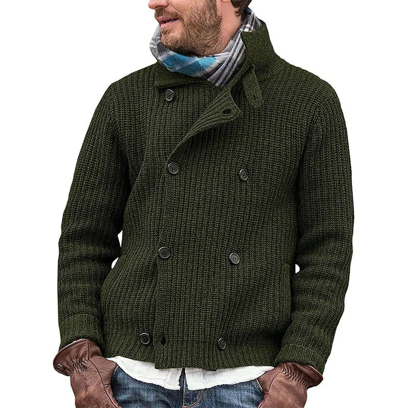 Multicolor Knitted Double-breasted Sweater Coat - Di Supremo