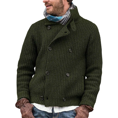 Multicolor Knitted Double-breasted Sweater Coat - Di Supremo
