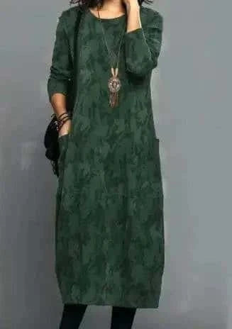 Retro Crew Neck Mid-waist A- Line Dress My Shop Saver