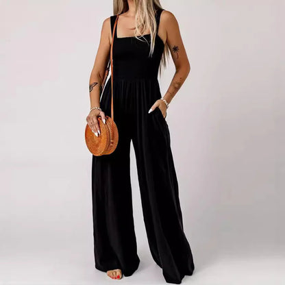 Smocked Square Wide-Leg Jumpsuit - Di Supremo