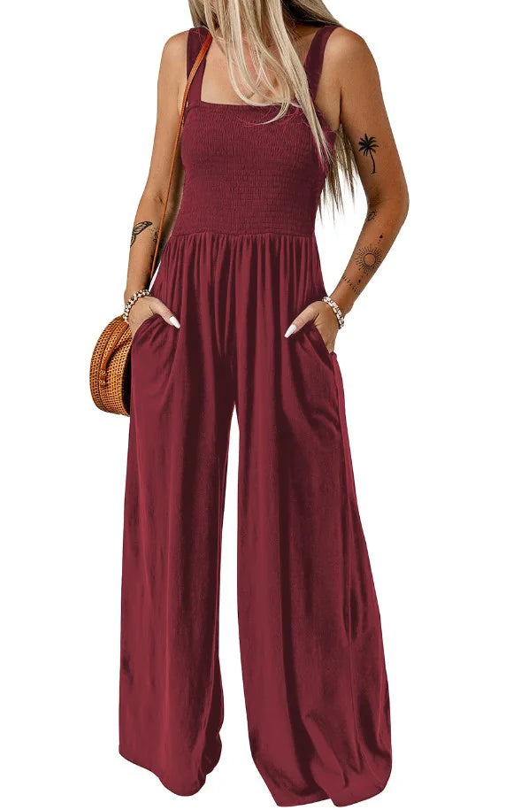 Smocked Square Wide-Leg Jumpsuit - Di Supremo