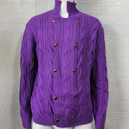 Men's Half Collar Double-breasted Knitted Sweater Coat - Di Supremo