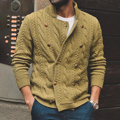 Men's Half Collar Double-breasted Knitted Sweater Coat - Di Supremo