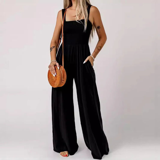 Smocked Square Wide-Leg Jumpsuit - Di Supremo