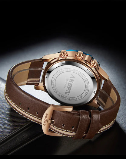 Men's Military Quartz – Rotating Date & Leather Strap - Di Supremo