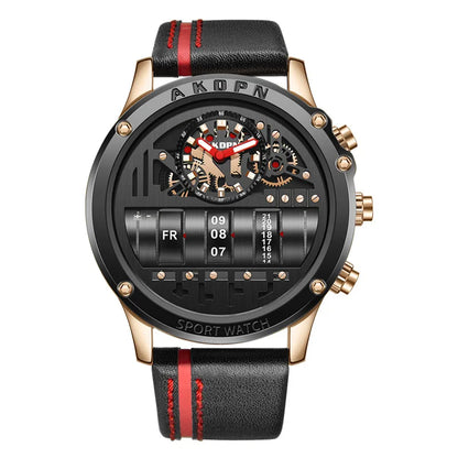 Men's Military Quartz – Rotating Date & Leather Strap - Di Supremo