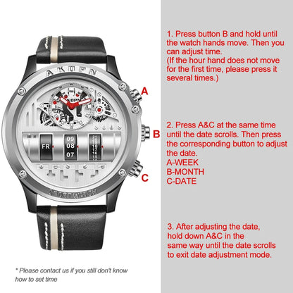 Men's Military Quartz – Rotating Date & Leather Strap - Di Supremo