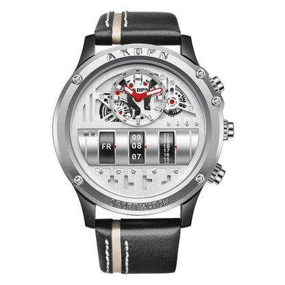 Men's Military Quartz – Rotating Date & Leather Strap - Di Supremo