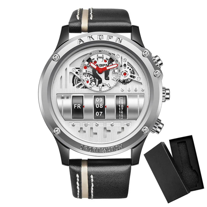 Men's Military Quartz – Rotating Date & Leather Strap - Di Supremo