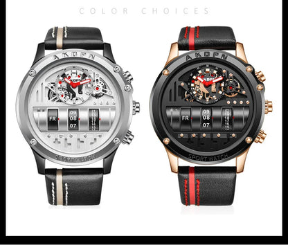 Men's Military Quartz – Rotating Date & Leather Strap - Di Supremo