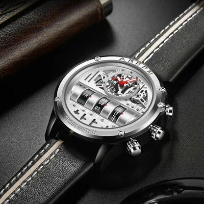 Men's Military Quartz – Rotating Date & Leather Strap - Di Supremo