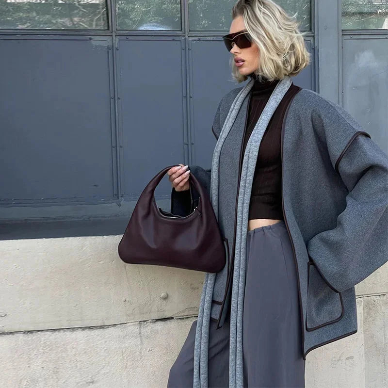 Overlapping Tie Belt Coat - Di Supremo