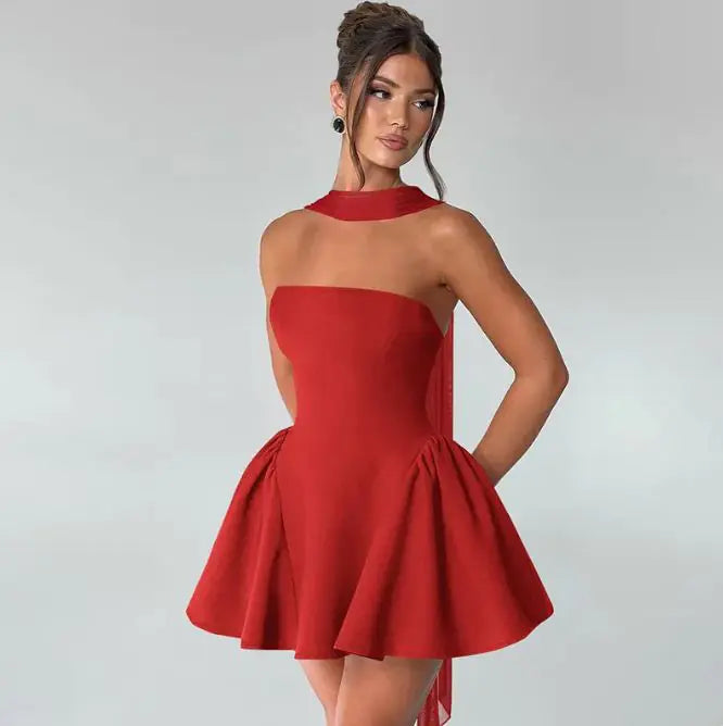 Sexy Tube Top Dress With Back Zipper Short Dress - Di Supremo