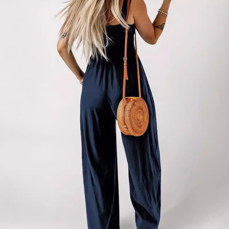 Smocked Square Wide-Leg Jumpsuit - Di Supremo