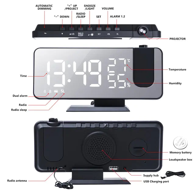 LED Digital Projection Clock - Di Supremo