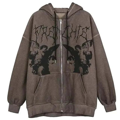 Angel Print Hooded Jacket - Di Supremo