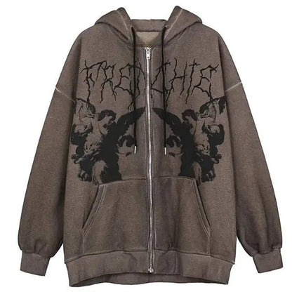 Angel Print Hooded Jacket - Di Supremo