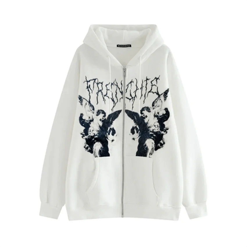 Angel Print Hooded Jacket - Di Supremo
