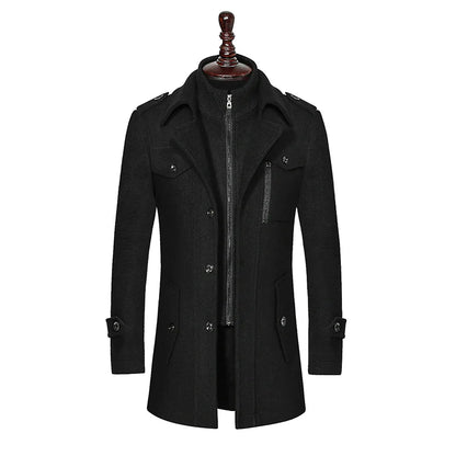 Men's Double Collar Woolen Coat - Di Supremo