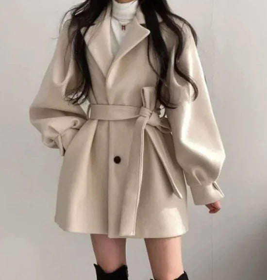 Women's Woolen Loose Wind Coat - Di Supremo