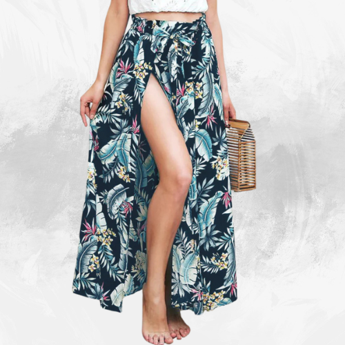 High-Slit Tropical Print Maxi Skirt - Di Supremo