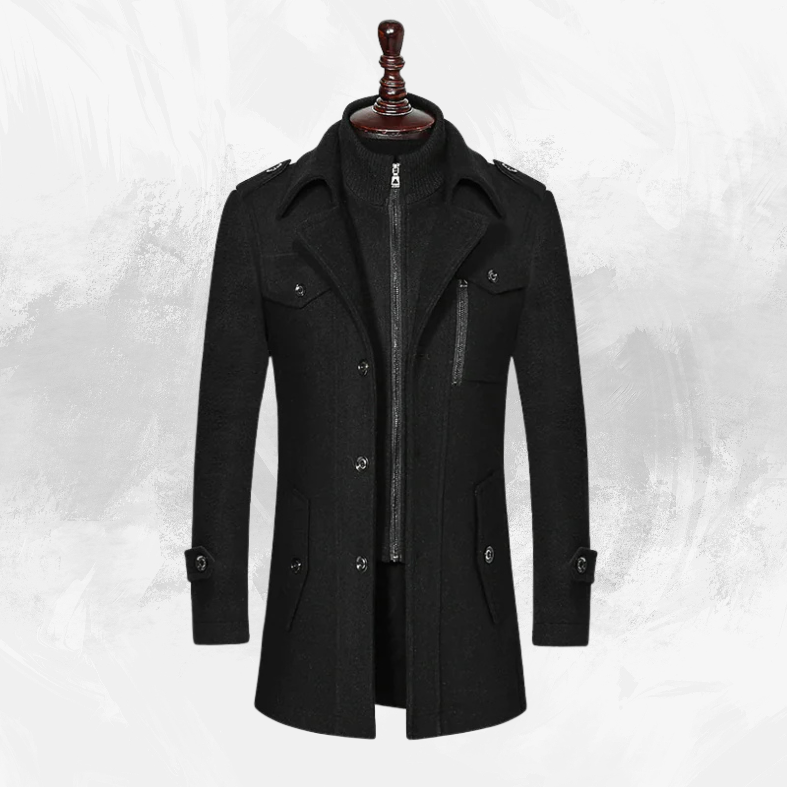 Men's Double Collar Woolen Coat - Di Supremo