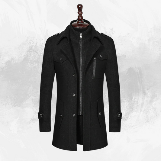 Men's Double Collar Woolen Coat - Di Supremo