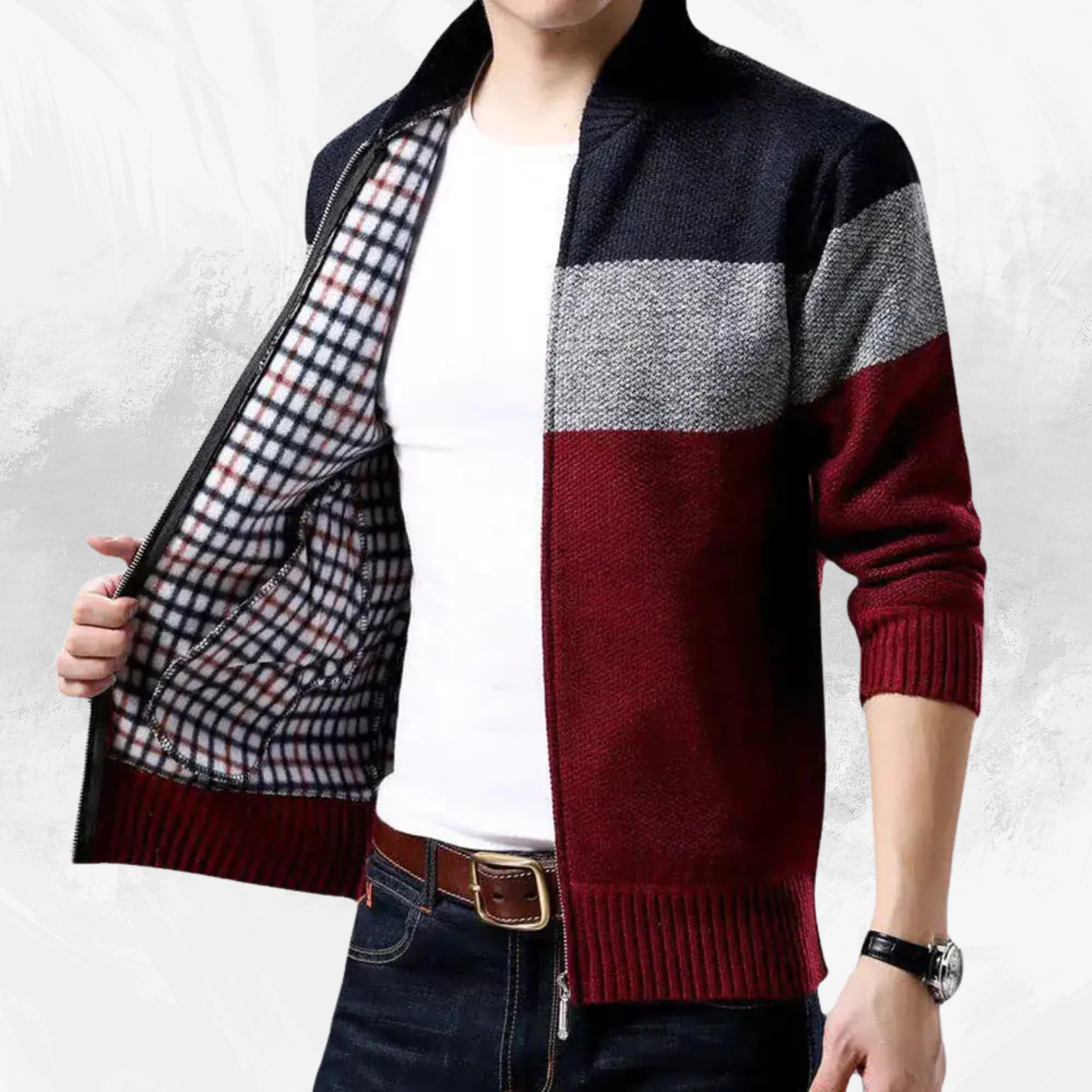 Men's Triple Tone Cardigan - Di Supremo