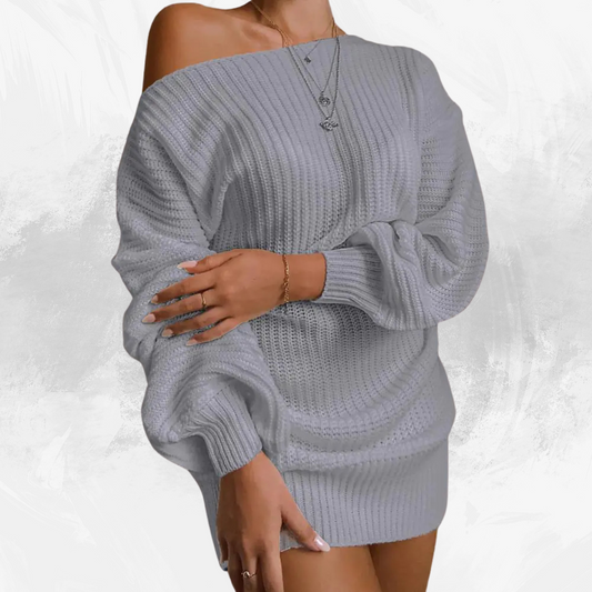 Off-Shoulder Women's Knitted Sweater Dress - Di Supremo