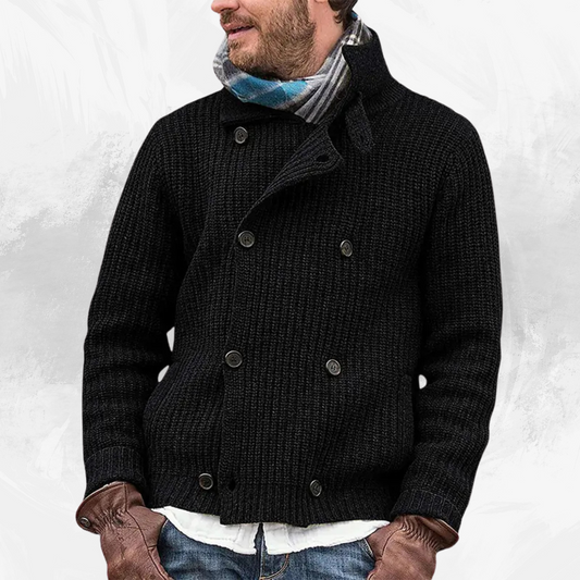 Multicolor Knitted Double-breasted Sweater Coat - Di Supremo