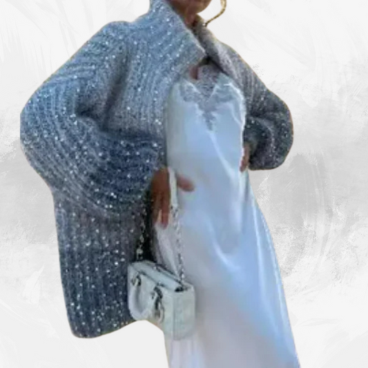 Classic Style Sequined V-neck Sweater - Di Supremo