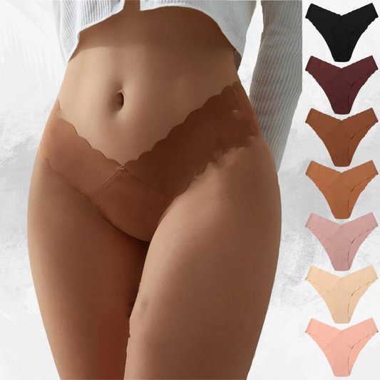 Wave Lace V-shaped Waist Seamless Ice Silk Girl Underwear - Di Supremo