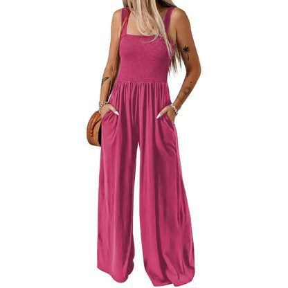 Smocked Square Wide-Leg Jumpsuit - Di Supremo