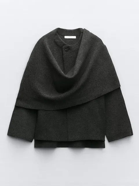 Elegant Knitted Cape Coat - Di Supremo