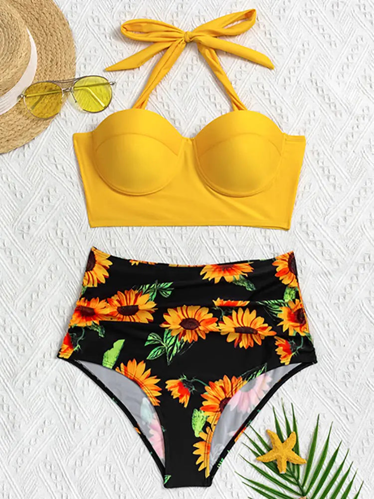 Floral High-Waist Bikini Set - Di Supremo