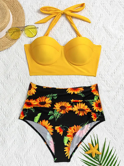 Floral High-Waist Bikini Set - Di Supremo
