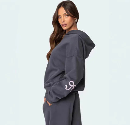 women's outdoor sports and casual loose bow printed sweater - di supremo