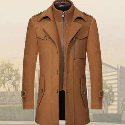 Men's Double Collar Woolen Coat - Di Supremo