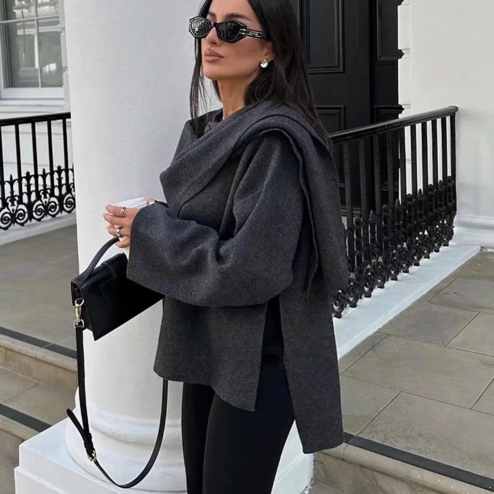 Women's Loose Casual Cape Knitted Sweater Coat - Di Supremo