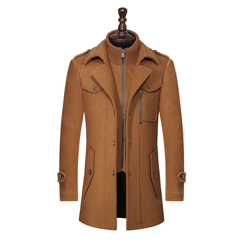 Men's Double Collar Woolen Coat - Di Supremo