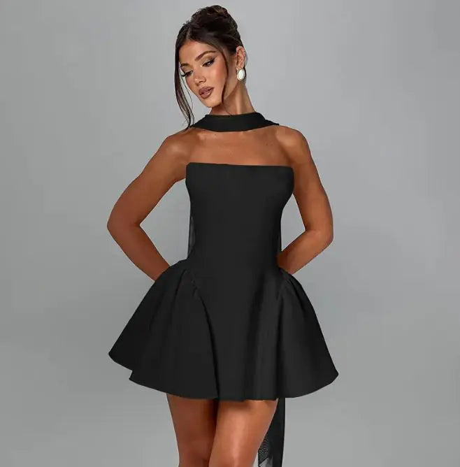Sexy Tube Top Dress With Back Zipper Short Dress - Di Supremo