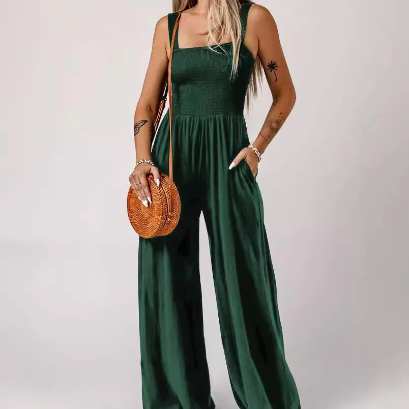 Smocked Square Wide-Leg Jumpsuit - Di Supremo